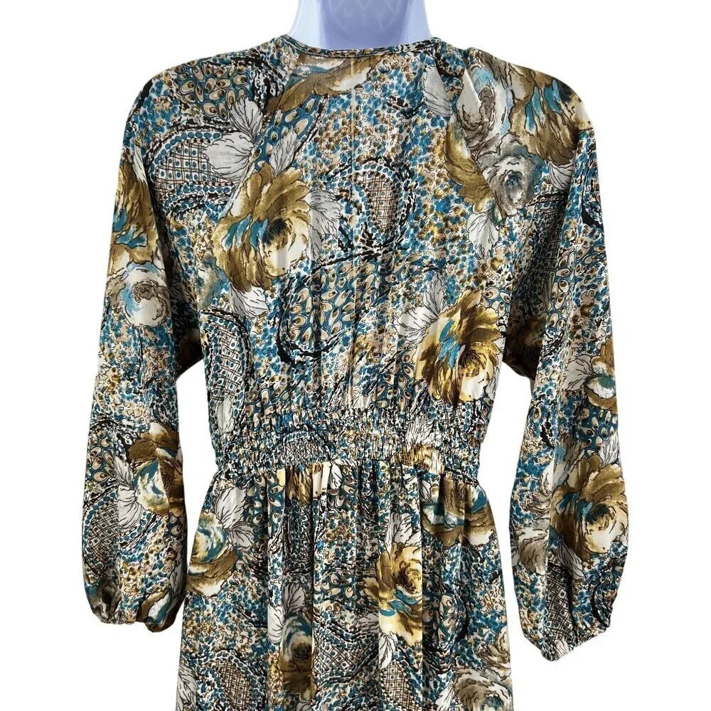 Anthropologie Boemo S Boho Paisley Tiered Maxi Dress Tie Waist Hippie Coachella - Picture 6 of 15